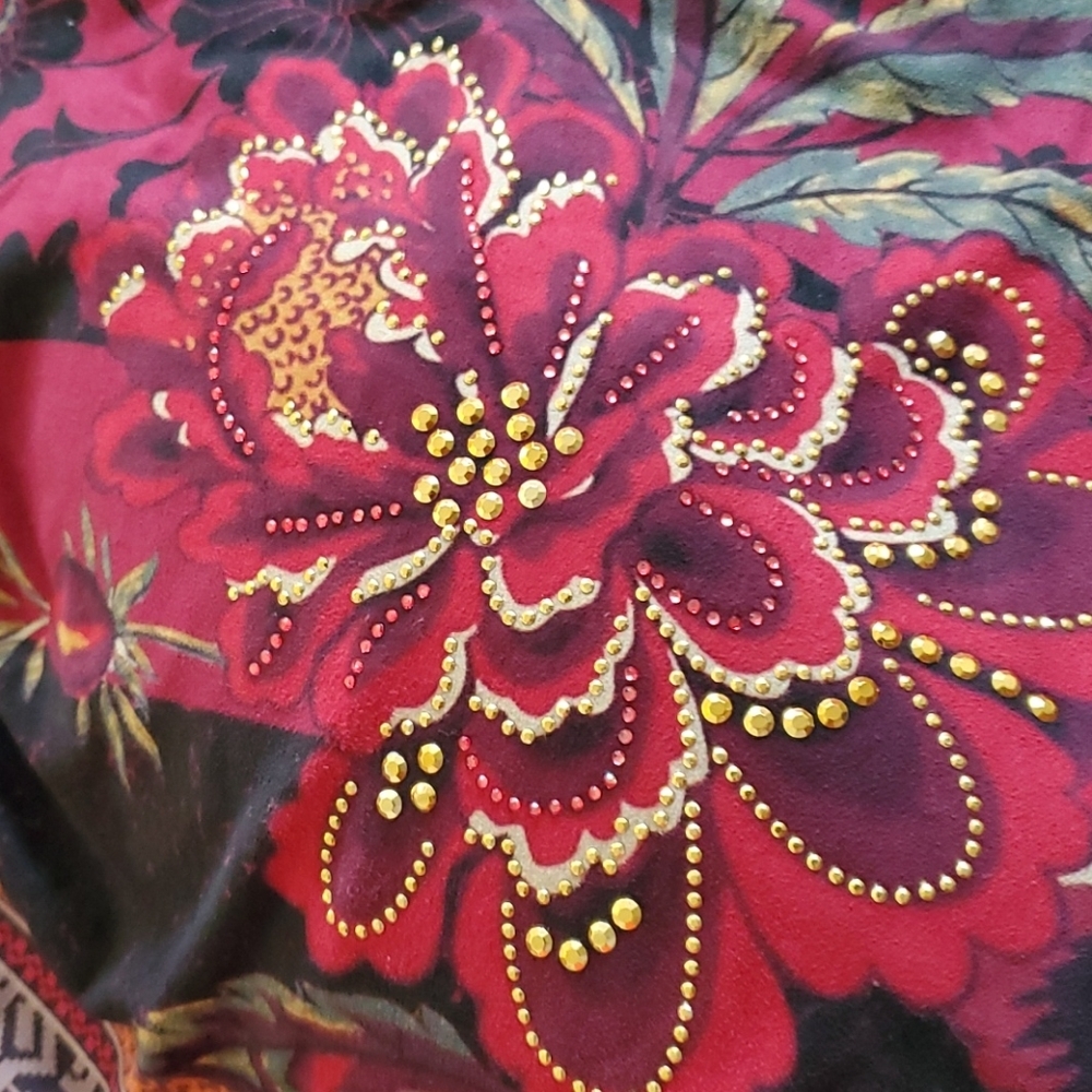 Suede Floral & Rhinestone Decorated Tunic - Picture 4 of 5